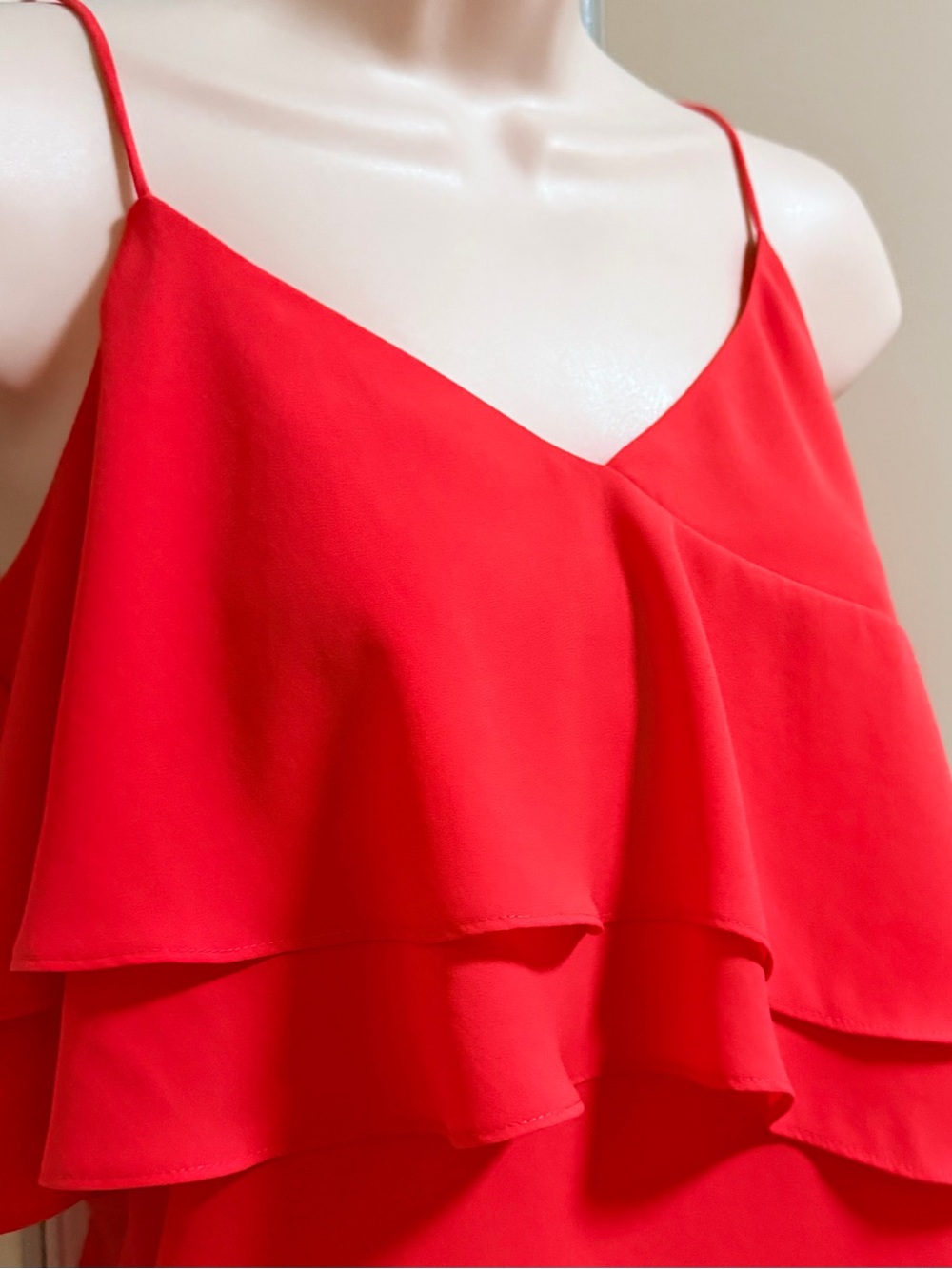 J. Crew Red Layered Ruffle Tank Top - Picture 3 of 3